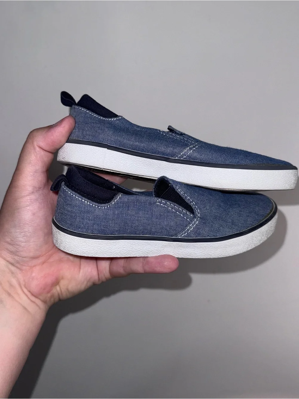 Gymboree Kids Size 10 Blue Chambray Slip-On Sneakers Casual Canvas Shoes